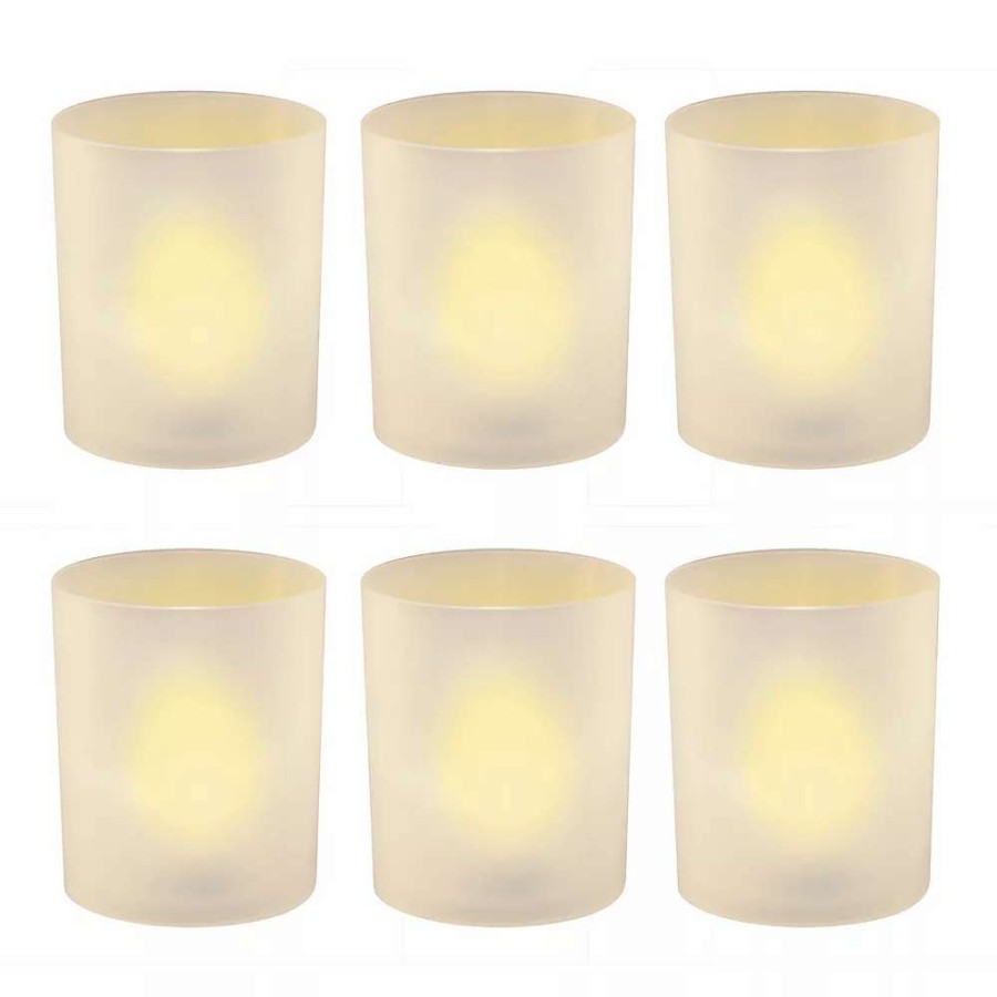 Candle Sets * | Lumabase Frosted Plastic Amber Led Candle 6-Piece Set