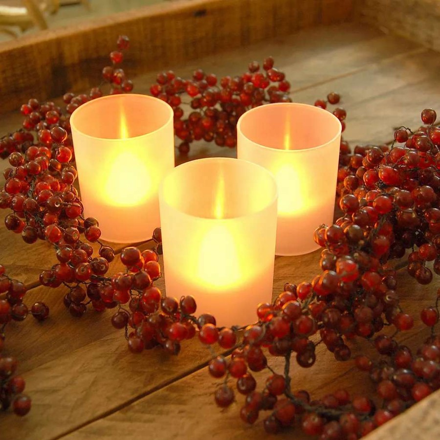 Candle Sets * | Lumabase Frosted Plastic Amber Led Candle 6-Piece Set