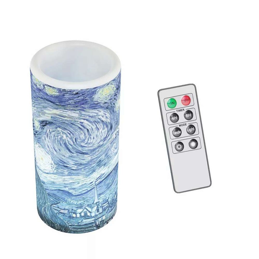 Other Candles * | Lavish Home Starry Night Flameless Led Pillar Candle & Remote 2-Piece Set