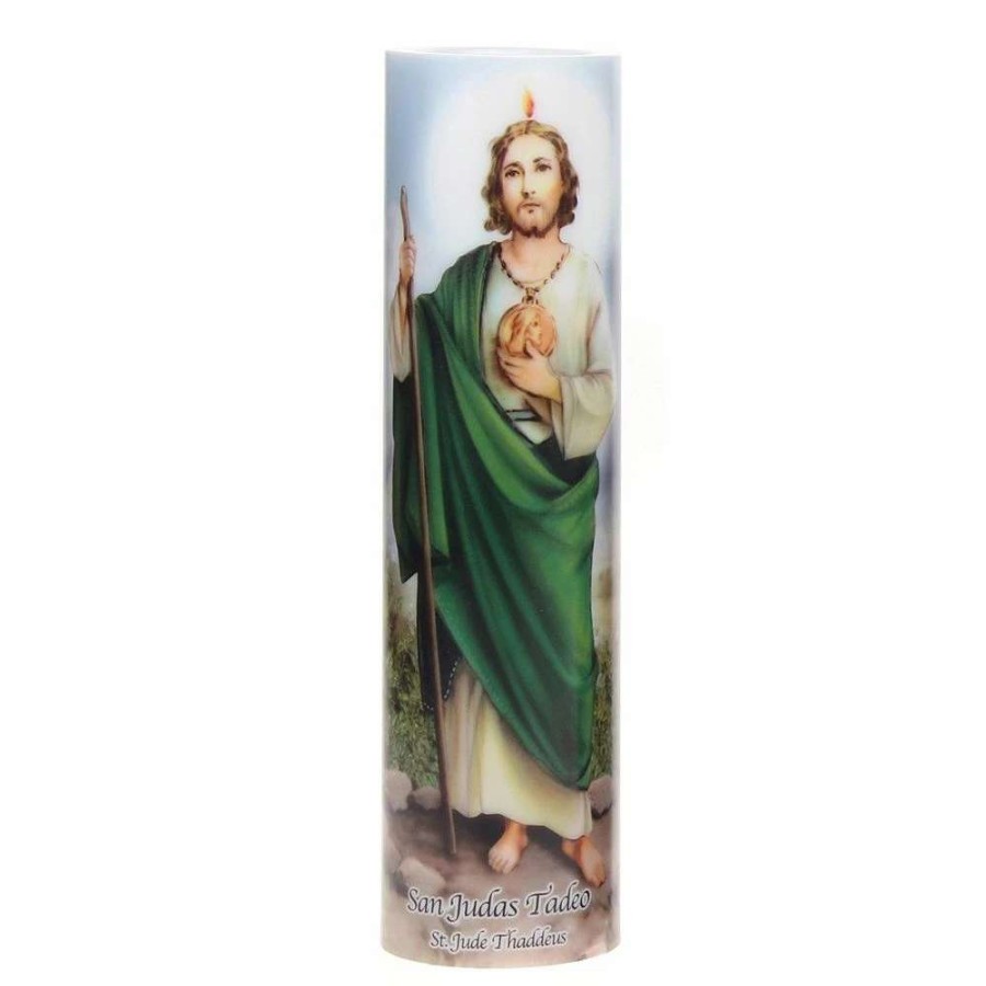 Pillar Candles * | The Saints Gift Collection The Saints Collection 8.2" X 2.2" St. Jude Flameless Led Prayer Candle