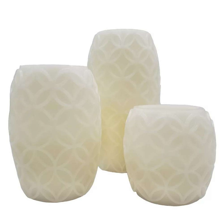 Novelty Candles * | Lumabase Battery Operated Textured Led Pillar Candle 3-Piece Set