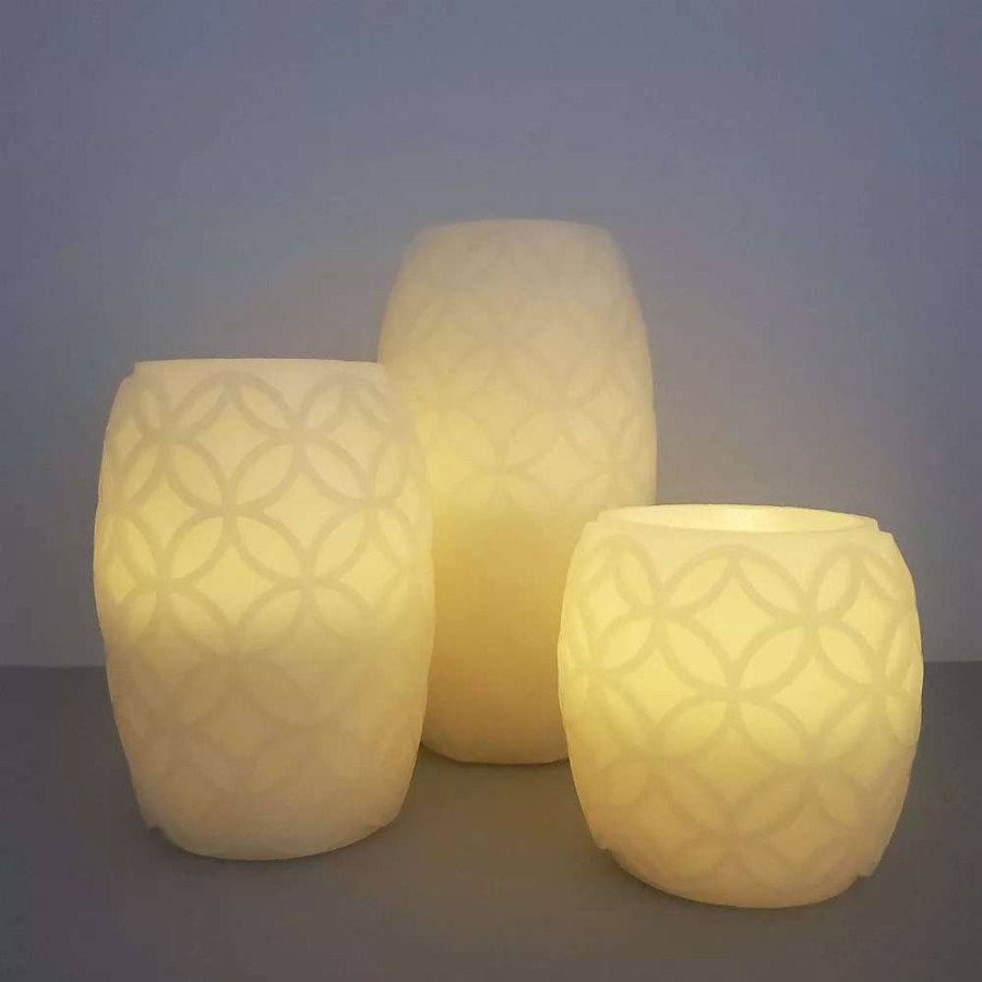 Novelty Candles * | Lumabase Battery Operated Textured Led Pillar Candle 3-Piece Set