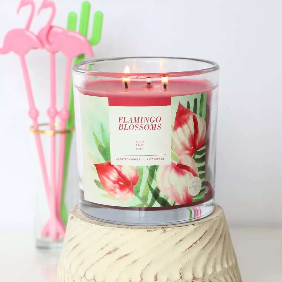 Jar Candles * | Sonoma Goods For Life Flamingo Blooms 14-Oz. Candle Jar