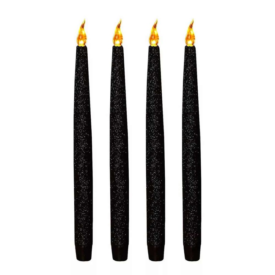 Novelty Candles * | Lumabase Black Battery Operated Led Candles With Flickering Flame 4-Pack Set