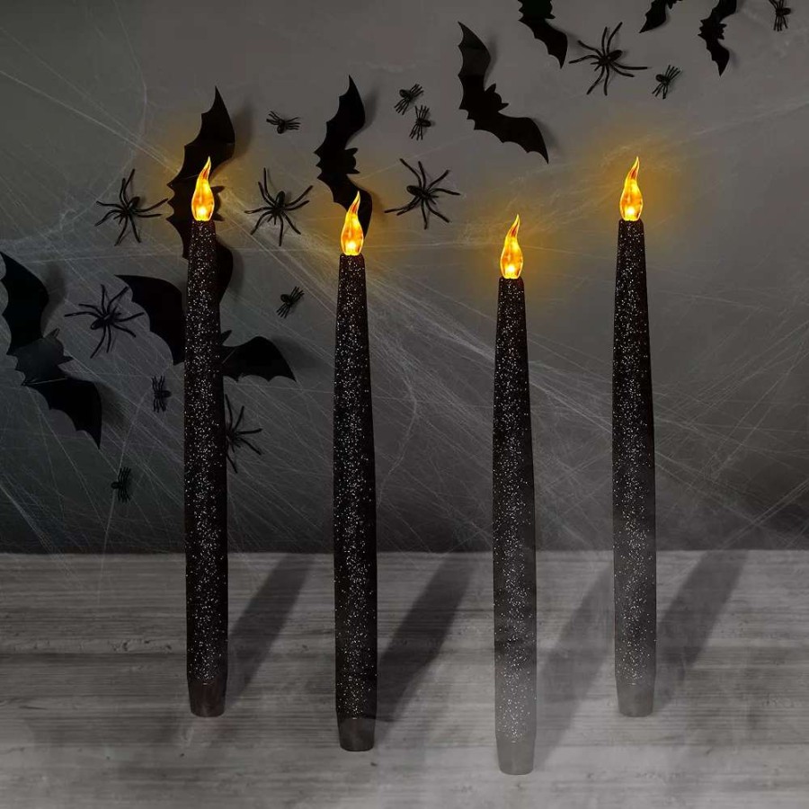 Novelty Candles * | Lumabase Black Battery Operated Led Candles With Flickering Flame 4-Pack Set