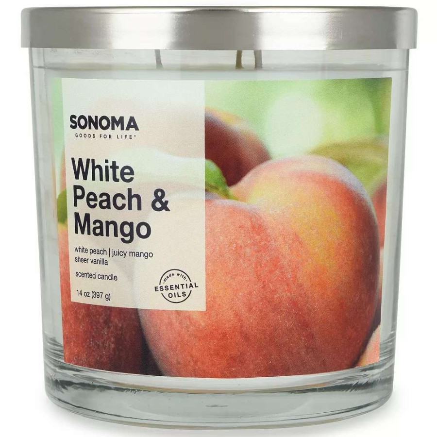 Jar Candles * | Sonoma Goods For Life White Peach & Mango 14-Oz. 3-Wick Candle Jar