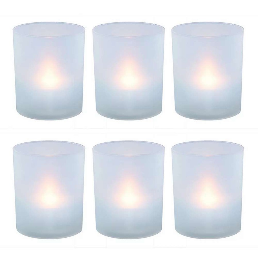 Candle Sets * | Lumabase Frosted Plastic Warm White Led Candle 6-Piece Set