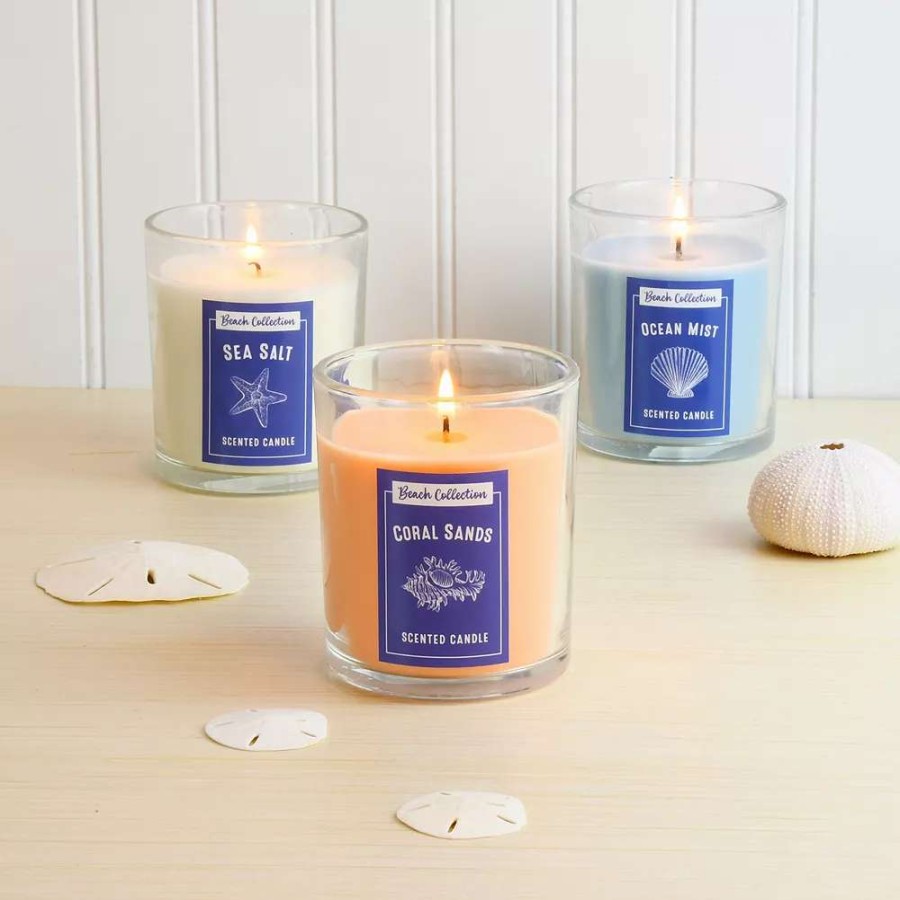 Candle Sets * | Lumabase 10-Oz. Beach Scented Candle Collection 3-Piece Set