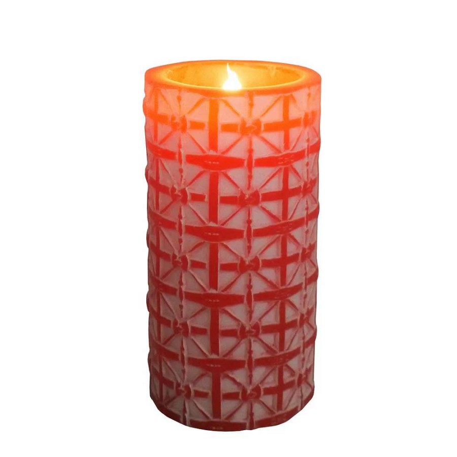 Pillar Candles * | Sonoma Goods For Life Red Geometric Led Pillar Candle