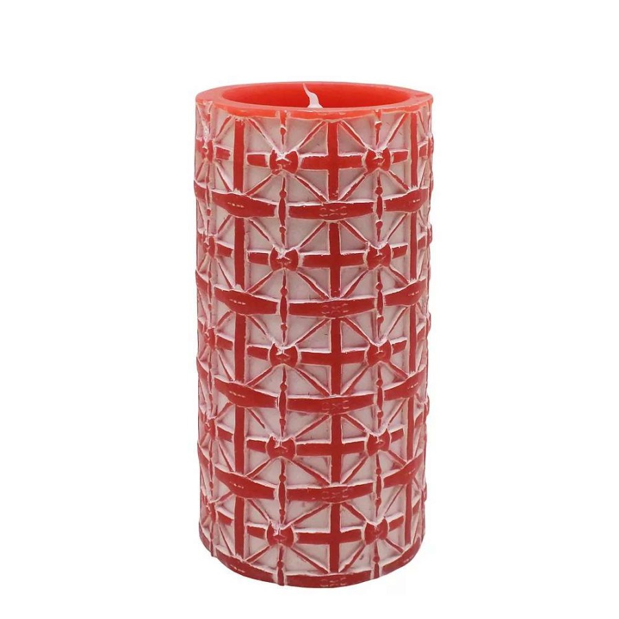 Pillar Candles * | Sonoma Goods For Life Red Geometric Led Pillar Candle