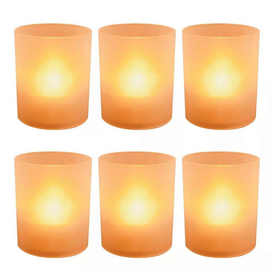 Other Candles * | Lumabase Battery Operated Led Votives With Timer Orange Battery 6-Piece Set