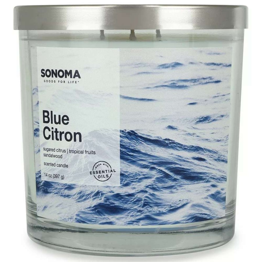 Jar Candles * | Sonoma Goods For Life Blue Citron 14Oz 3-Wick Candle Jar