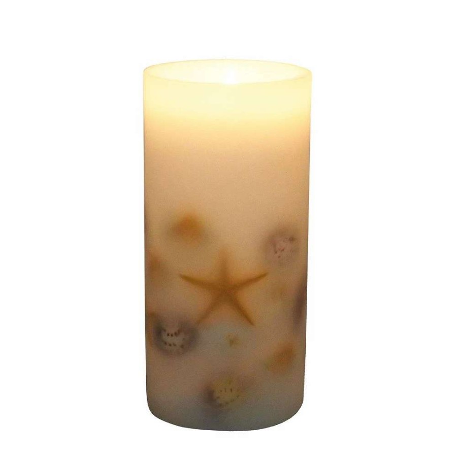 Novelty Candles * | Sonoma Goods For Life Led Seashell Embedded Pillar Candle