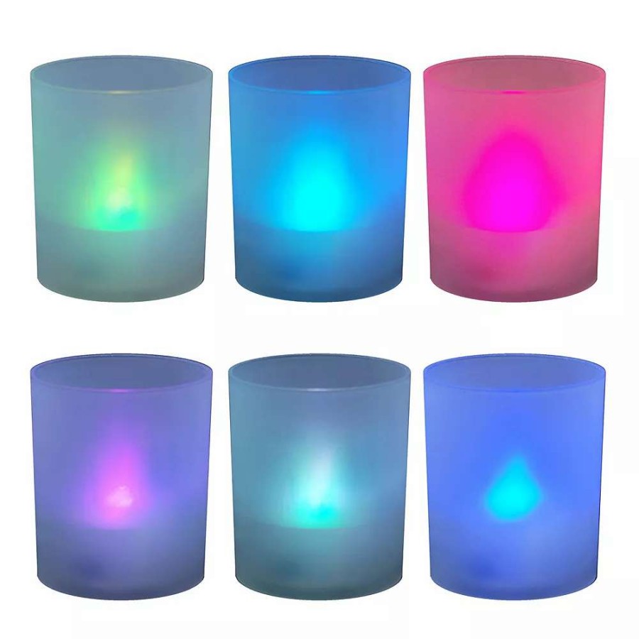 Candle Sets * | Lumabase Frosted Plastic Color-Changing Led Candle 6-Piece Set