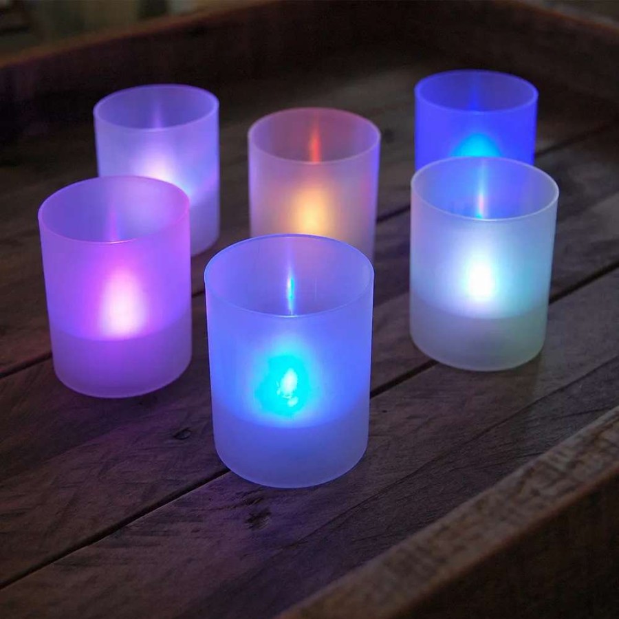 Candle Sets * | Lumabase Frosted Plastic Color-Changing Led Candle 6-Piece Set