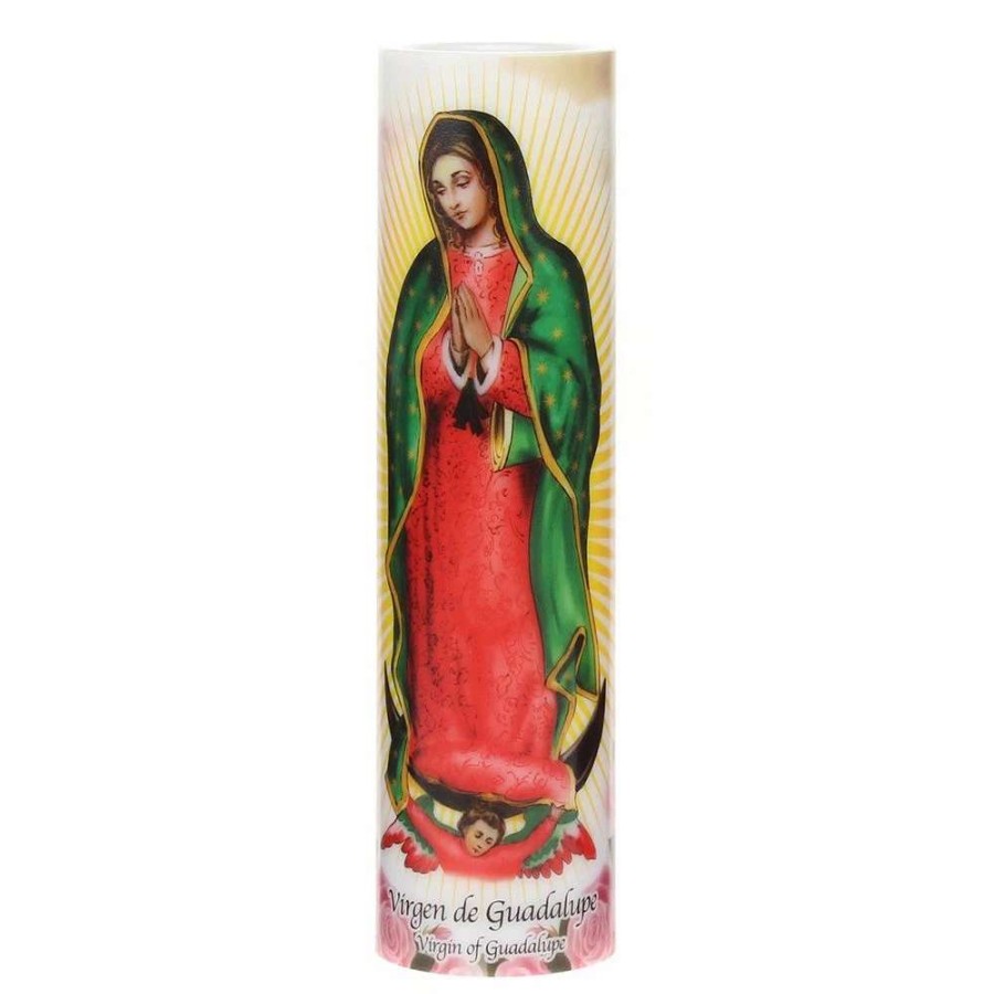 Pillar Candles * | The Saints Gift Collection The Saints Collection 8.2" X 2.2" Virgin Of Guadalupe Flameless Led Prayer Candle