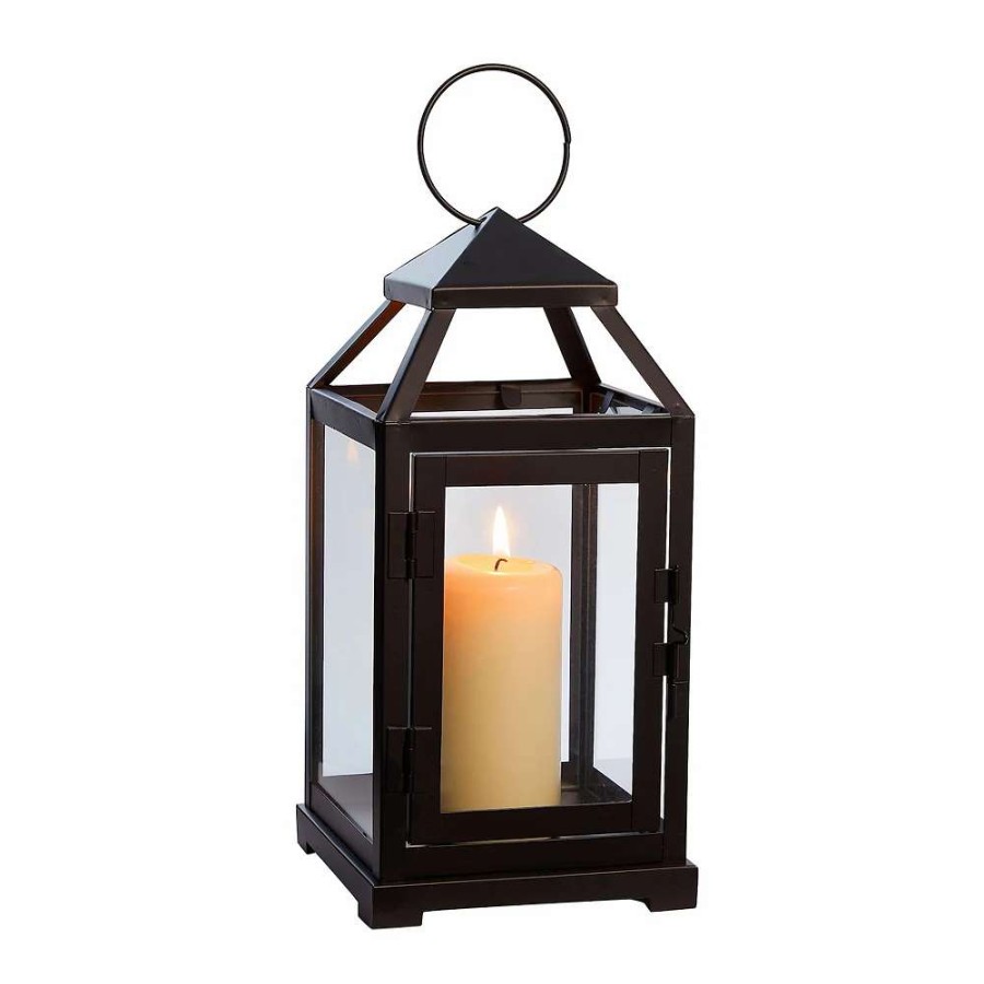 Other Candles * | Juvale Black Decorative Candle Lantern, Decorative Metal Candle Holder With Tempered Glass (5.3 X 11 In)