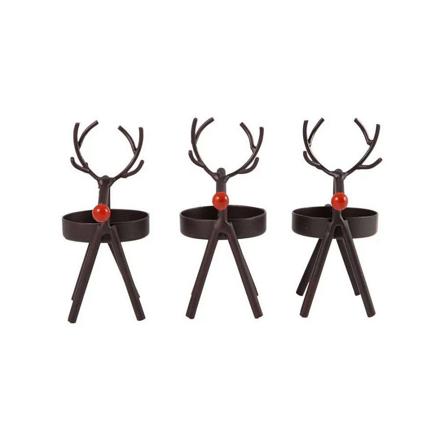 Votive & Tealight Candles * | Studio 66 Mini Reindeer Tealight Holders Set Of 3