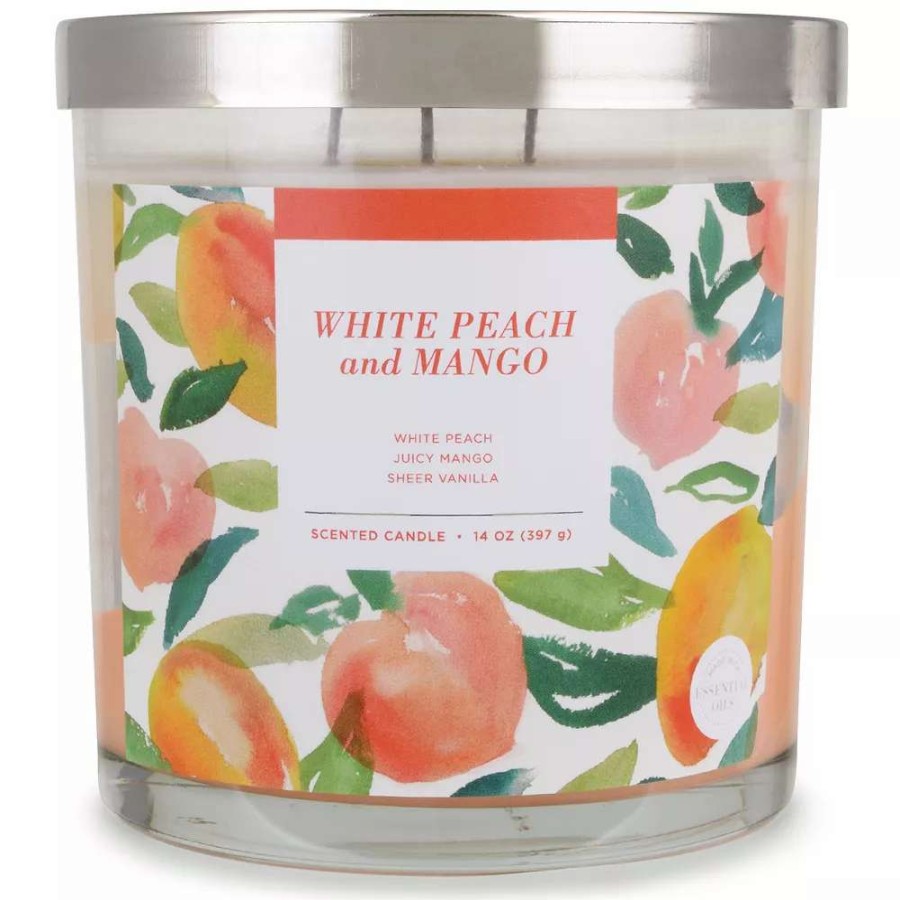 Jar Candles * | Sonoma Goods For Life White Peach & Mango 14-Oz. Candle Jar