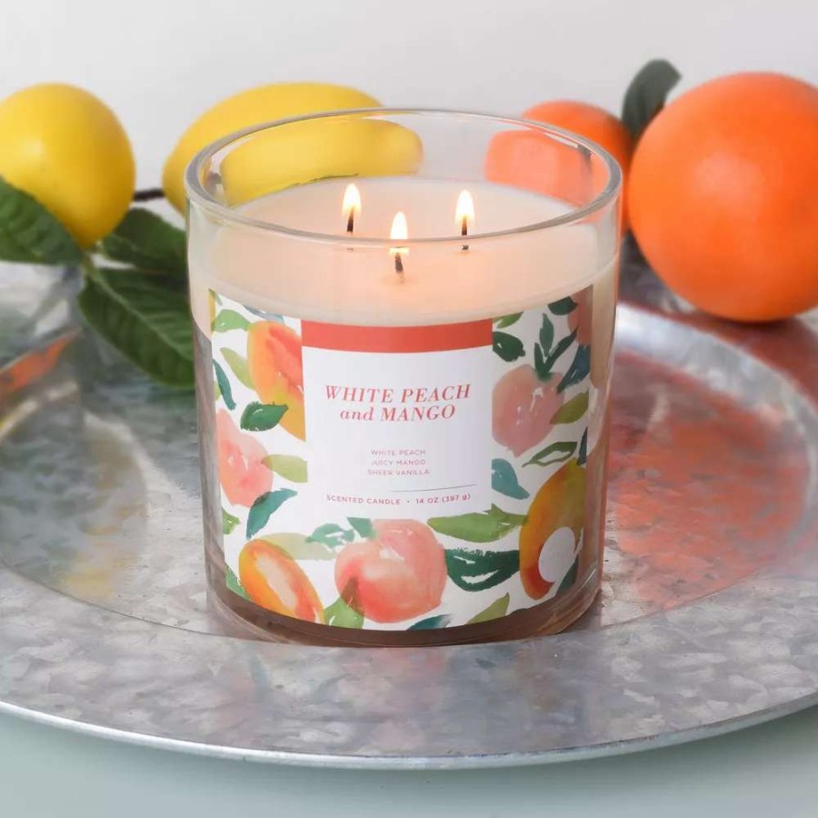 Jar Candles * | Sonoma Goods For Life White Peach & Mango 14-Oz. Candle Jar