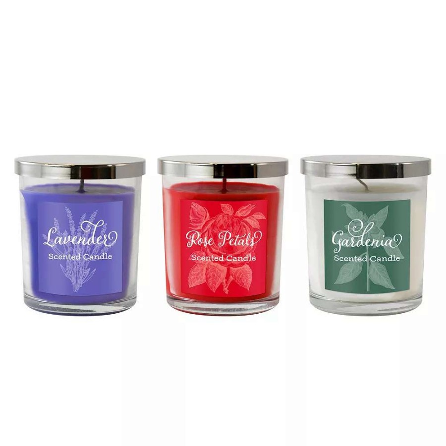 Jar Candles * | Lumabase Scented Wax Candles Floral Collection Set Of 3