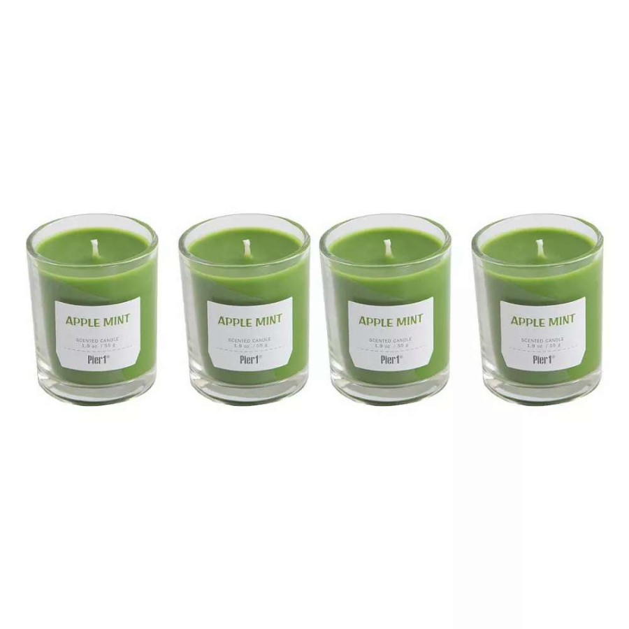 Votive & Tealight Candles * | Pier 1 Glass Votives Set Of 4 Apple Mint