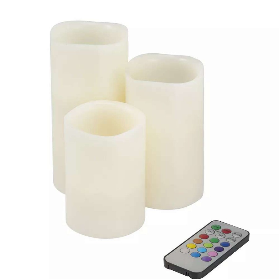 Candle Sets * | Lavish Home Led Color Changing Flameless Pillar Candle & Remote 4-Piece Set