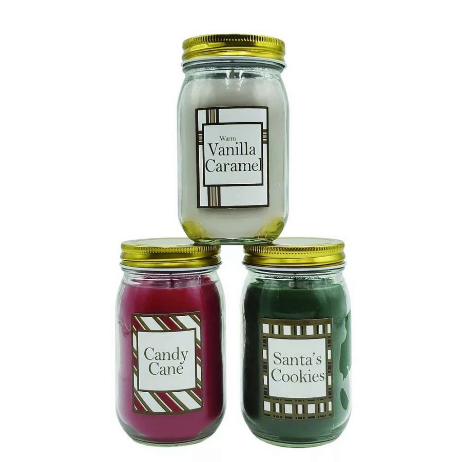 Candle Sets * | Lumabase 18-Oz. Holiday Candle 3-Piece Set