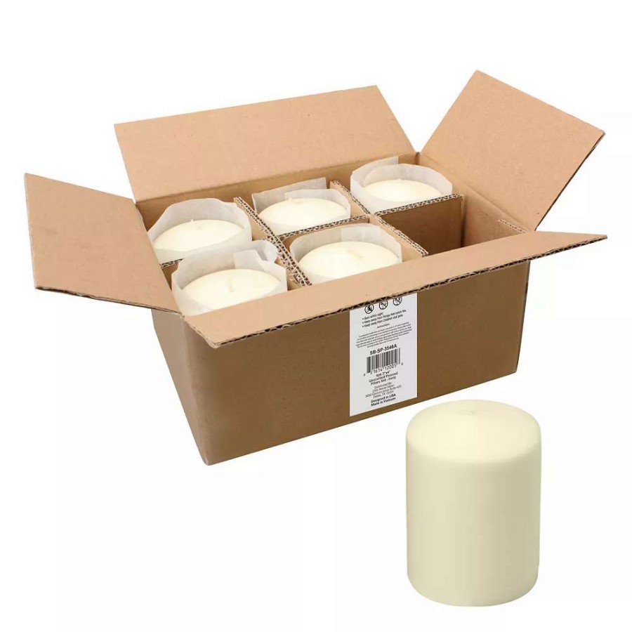 Pillar Candles * | Stonebriar Collection Tall Long-Burning Unscented Pillar Candles 6-Piece Set