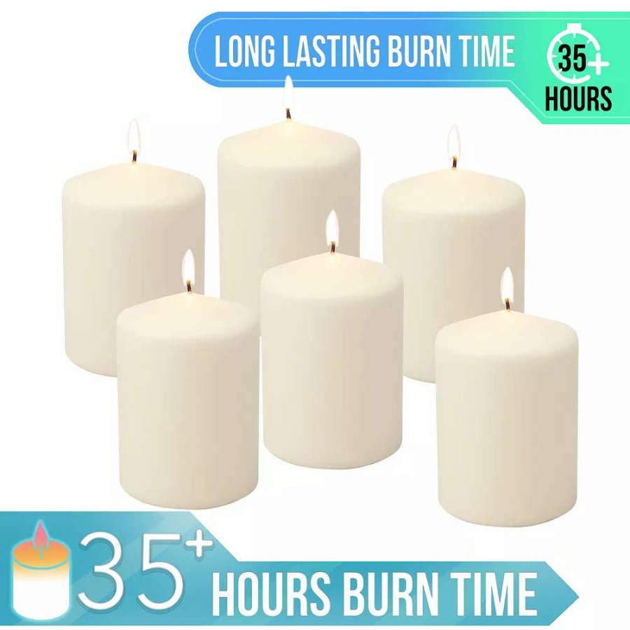 Pillar Candles * | Stonebriar Collection Tall Long-Burning Unscented Pillar Candles 6-Piece Set